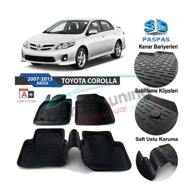 3D PASPAS SİYAH TOYOTA COROLLA 2007-2013